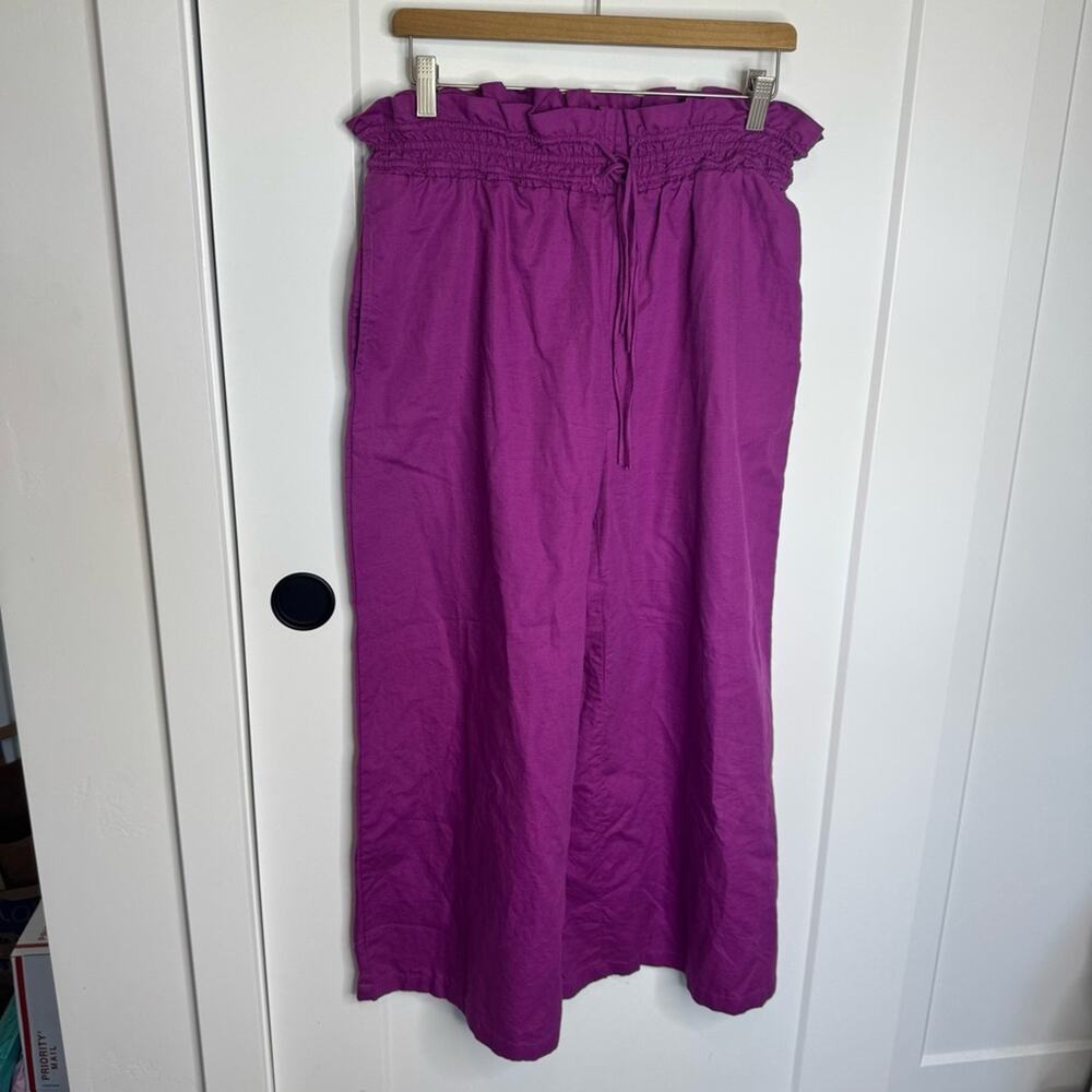 Anthropologie Wide-Leg Cropped Pants in Berry - Picture 2 of 7